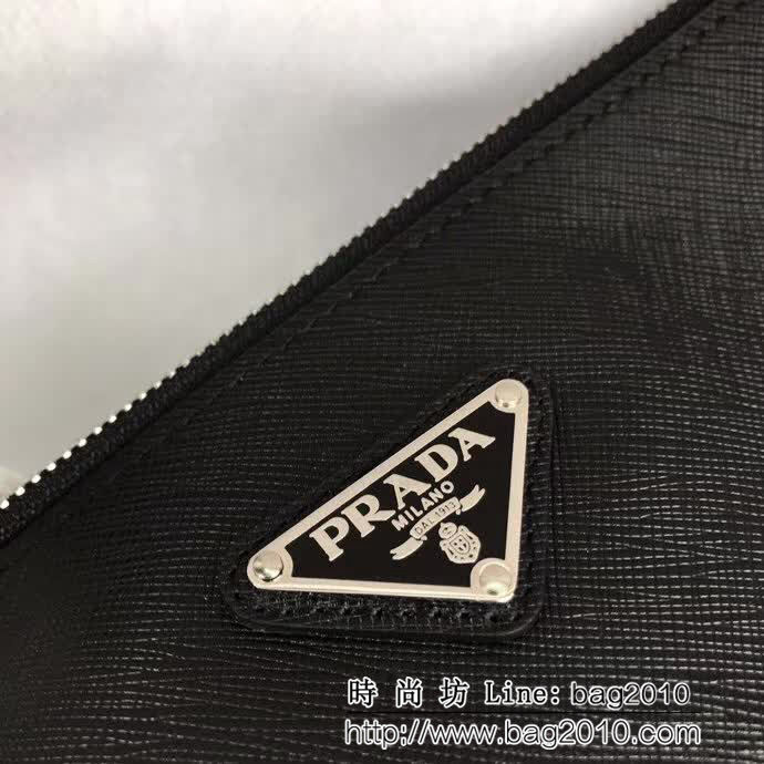 PRADA普拉達 官網同步 專櫃最新款式 頂級原單十字紋牛皮 男士手包 2NG001 DD1164